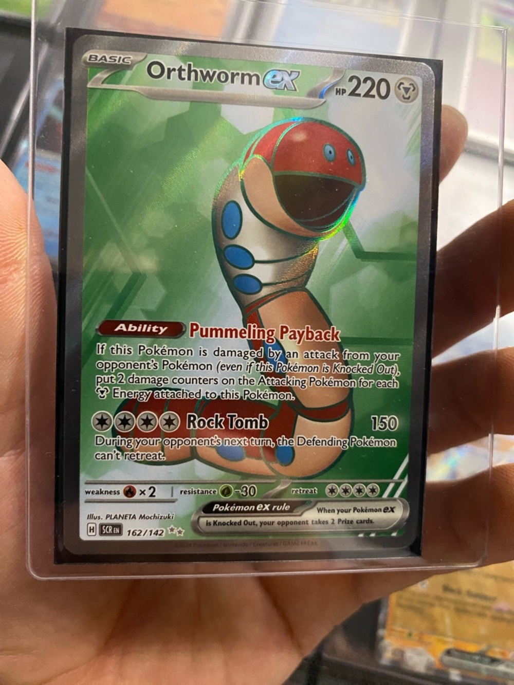 Pokemon Orthworm ex Holographic Card - Green/Red